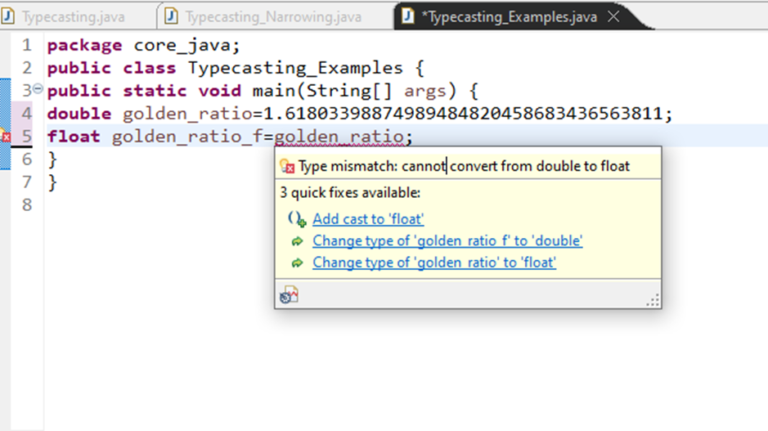 Type Casting in Java: Widening and Narrowing