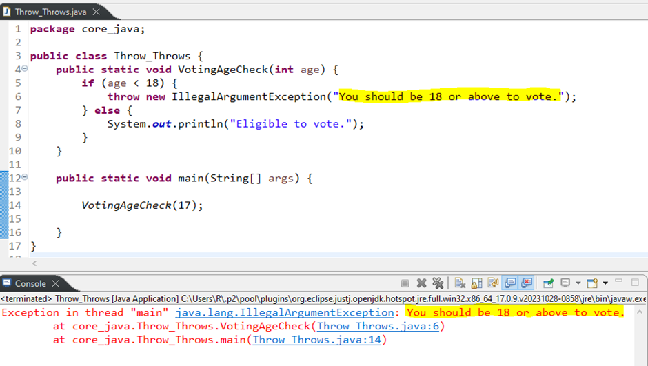 Difference Between Throw And Throws In Java