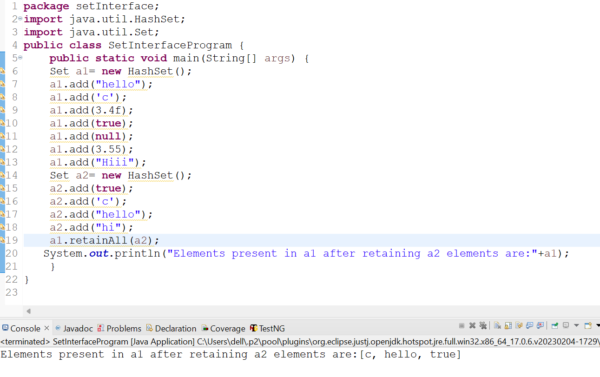 SortedSet Interface and its methods